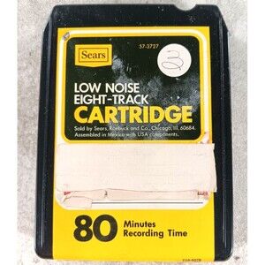 Vintage Sears Eight-Track Cartridge 80 Minute Blank 8-Track Tape Low Noise 57-37